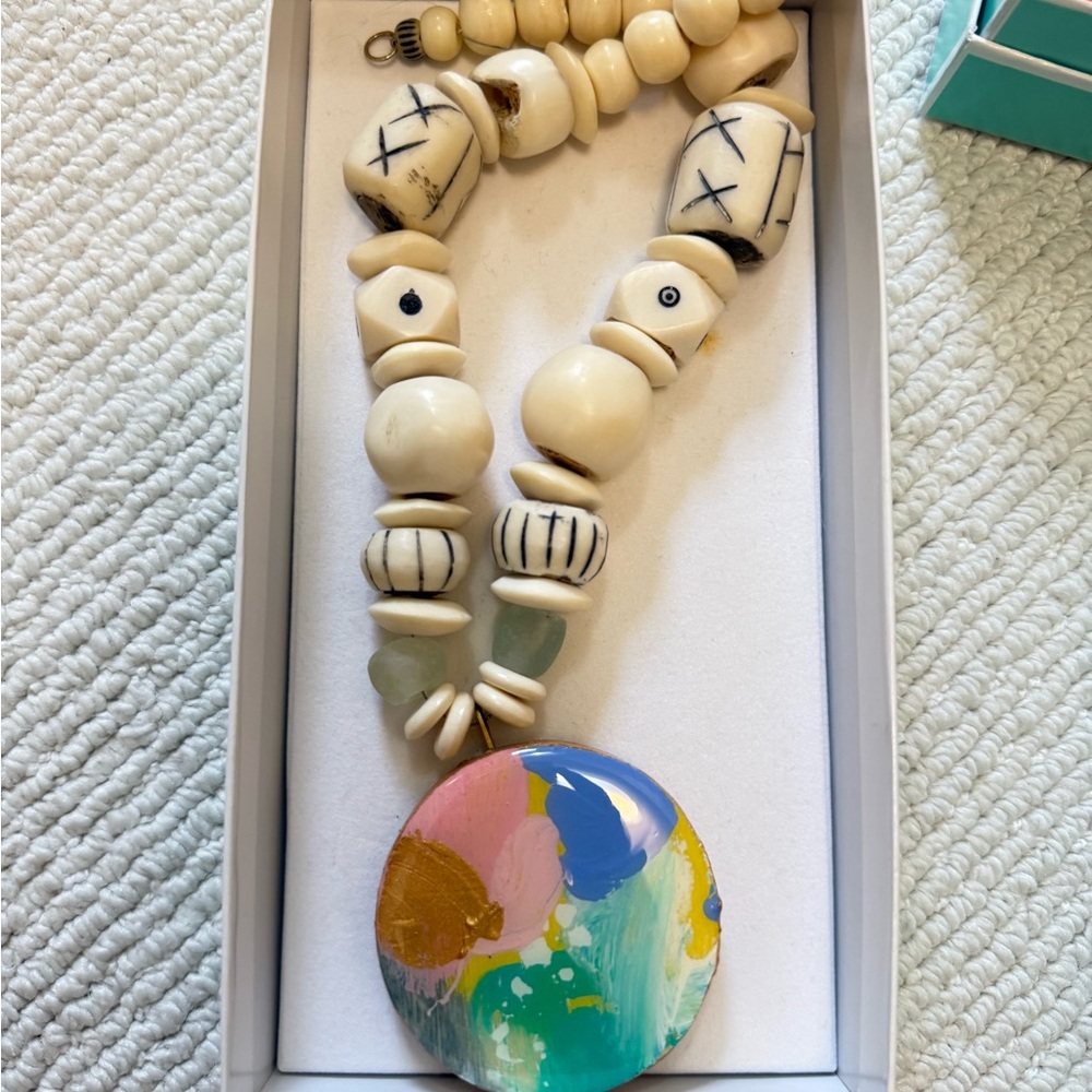 Colorful Beaded Necklace with Artistic Pendant